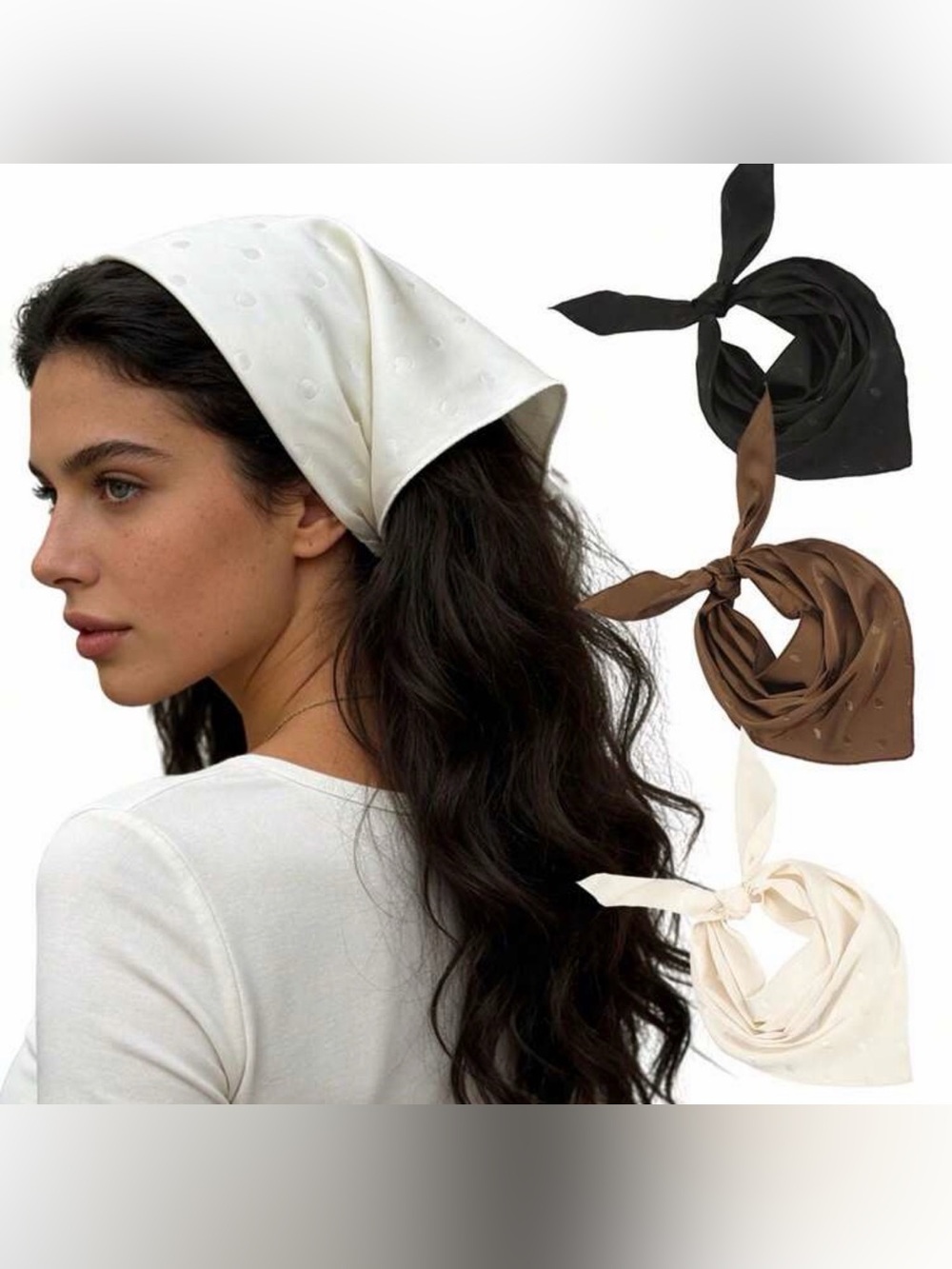 Silk-Look Cream Headscarf - Multipack Women’s Hair Accessory (2)